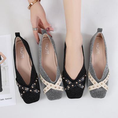 China Other new design shiny upper with cross strap ladies shoes pumps flat women's flats elegant shoes and oxford shoes for sale