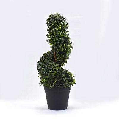 China 40cm small contemporary artificial spiral buxus tree bonsai tree topiary grass with pot wholesale for sale