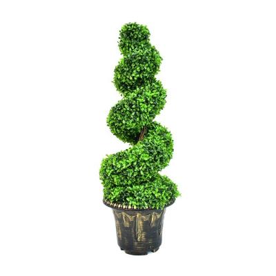 China Hot Sale Minimalist Artificial Topiary Spiral Plants Plastic Customized Boxwood Bonsai Trees With Pot For Home for sale