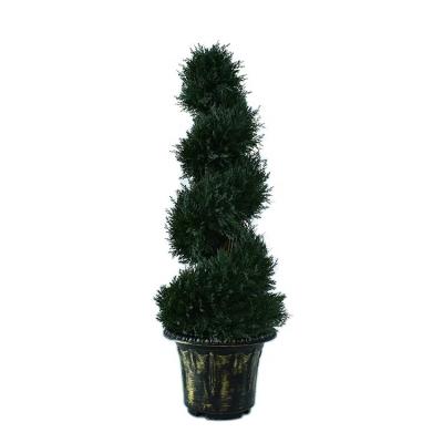 China Artificial Roman Cedar Spiral Pruning Slender Juniper Contemporary Artificial Boxwood Hewn Spiral Tree for sale