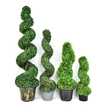 China Minimalist Heavy Duty Plastic Artificial Boxwood Spiral Topiary Spiral Tree for sale