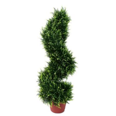 China minimalist artificial topiary spiral tree green plant plastic topiary bonsai for decoration for sale