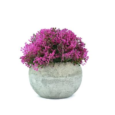 China Mini Plants Minimalist Potted Small Table Bonsai Artificial Plastic Flowers With Ball Shaped Pulp Basin for sale