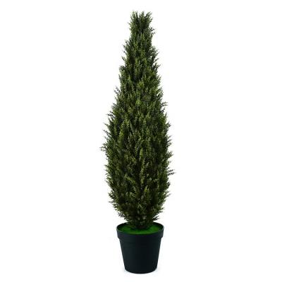 China High Quality Minimalist Cedar Silk Tree Artificial Topiary Boxwood Pine Cypress Tree Plant For Sale for sale