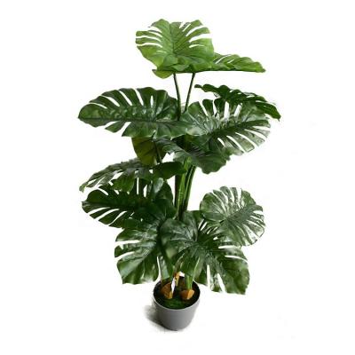 China Minimalist 100cm Simulation Artificial Plants Decorative Bonsai Monstera Deliciosa Tree Plant Highly for sale