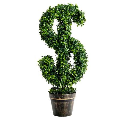 China Durable 60cm Green Artificial Faux Plant Topiary Plastic Decorative Boxwood Tree In Pot Indoor Outdoor for sale