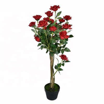 China 2022 Minimalist Home Silk Flower Artificial Tree Wholesale Potted Decorative Trees Rose For Indoor Or Outdoor for sale