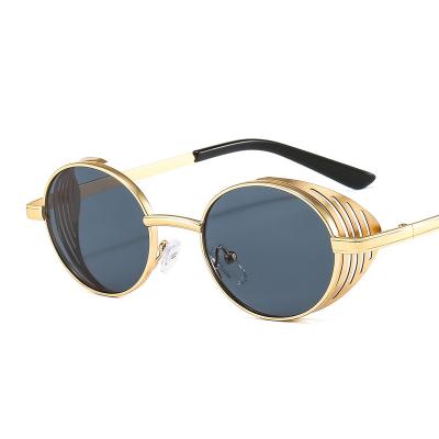 China 17912 Fashion Retro Metal Spring Steampunk Women's Round Sun Glasses Vintage Men's Eyewear for sale