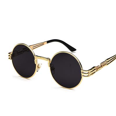 China 2022 Fashion Sun Glasses Metal Steampunk Sunglasses Men Women Shape Vintage Round Sun Glasses Brand Design Glass Oculos High Quality Floor for sale