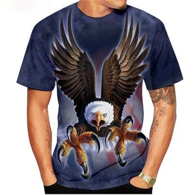 China Anti-pilling Mens 3D Printing Eagle Animal Print Short Sleeve T-Shirts for sale