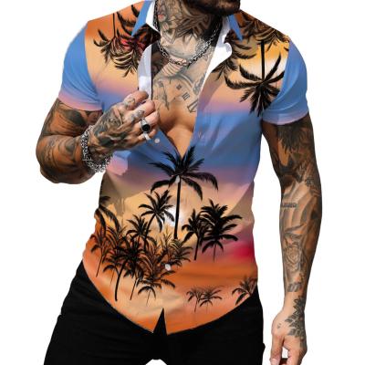 China Anti-pilling Men's Hawaiian Shirt Summer 3D Print Casual Short Sleeve Button Down Aloha Dress Shirts Graphic for sale