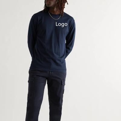 China Low Moq Wholesale Good Quality Cotton Long Sleeve T-shirt Men's Anti-pilling 100% Cotton-jersey appliqued Oversize Logo T-shirt for sale