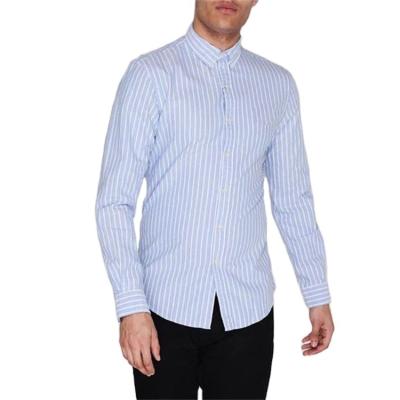 China Mens Factory Price Anti-pilling Slim Fit Oxford Striped Shirt Modern Business Formal Style Button Up Shirts 100% Cotton Stripe Oxford Shirts for sale