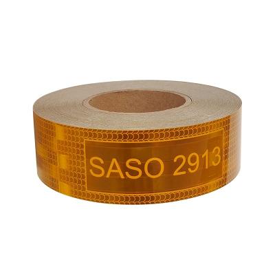 China LU Saso 2913 Adhesive Reflective Sticker Safety Warning Conspicuity Tape 5cmx25m 7.5 cm 10 cm Yellow Metallized Reflective Tape Safety Warning Tape for Truck for sale