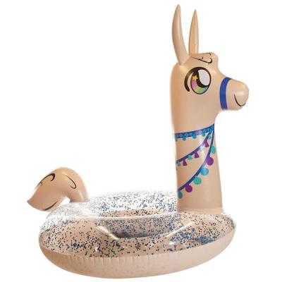 China Glitter Llama opblaasbaar zwembad Float 56in Beach opblaasbaar Ride On Pool Toys Te koop