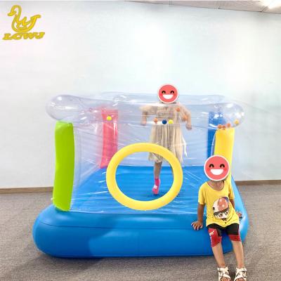 China 120cm 160cm Transparante opblaasbare springkasteel Bouncy Ball House met klokken Te koop