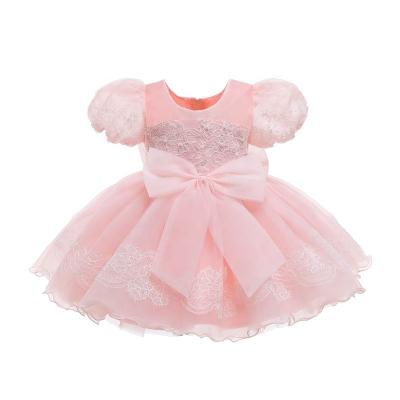 China Princess Girl Dress Handmade Beaded even fluffy dress puff sleeve girl for her first birthday elegant dress for sale