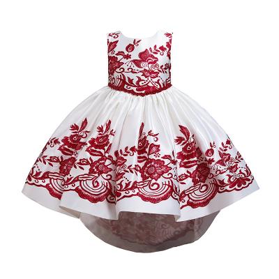 China Anti-wrinkle Cuhk Children's Midwaist Dress Beaded Train Dress Piano Performance Printed Princess Dress for sale