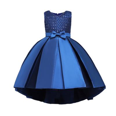 China Anti-wrinkle New Amazon Princess Children's Dress Bow Tie, Pompous Embroidery Catwalk Tow Dress For 2022 for sale