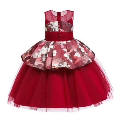 China 2109 Anti-Static Floral Embellished Knee-Length Sleeveless Gauze Skirt Princess Dress Girls Dress for sale