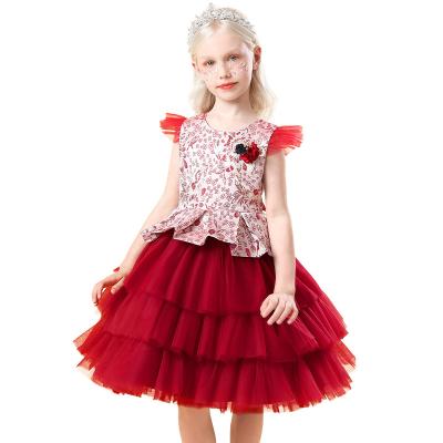 China New Anti-wrinkle Chinese Style Autumn Dress 3d Flower Girls Dress Girls Dress JX85 for sale