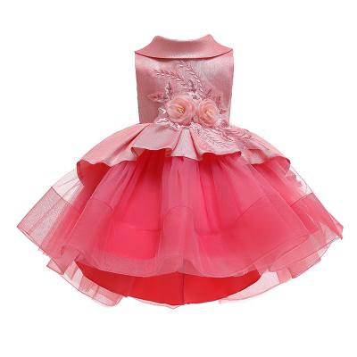 China Sleeveless Puffy Dress For Little Girls Lace Up Tailing Dress Princess Kids Dresses for sale