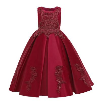 China 2055 Handmade Beaded Temperament Pleated Skirt Anti-Static Princess Skirt Girl's Sleeveless Dresses for sale