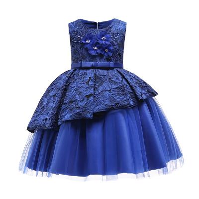 China Anti-static children's dresses with Chinese style jacquard party dress with hollow back 1659 for sale