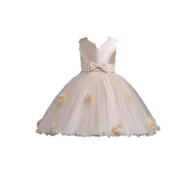 China 1348D V-neck satin princess skirt multi-layered tassel anti-static sleeveless short skirt girls dresses for sale