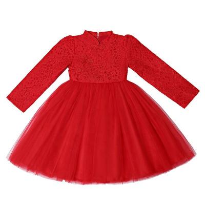 China Chinese style anti-static girl dress red Chinese netted Gauze Pengpeng Princess Skirt 1640 for sale