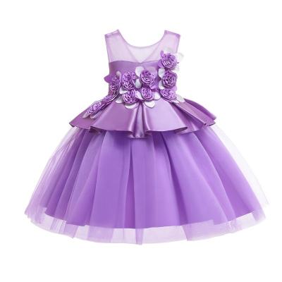 China Dresses Party Three-dimensional Flower Princess Dress Wedding Dress Girls Princess Frocks Children's Dress 1704 for sale