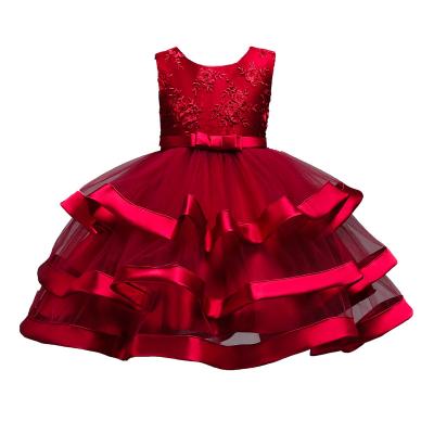 China Anti-Static Children Dress Girls Formal Dresses Sleeveless Computer-embroidered Dress Host Party Costumes 2091 for sale