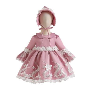 China 2019 Autumn Latest Design A Beautiful Anti-Static Dress With Hat Baby Long Sleeve Lace Up Girl's Dress 2162 for sale