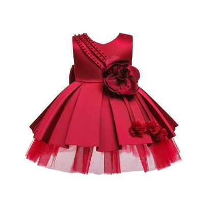 China Anti-wrinkle princess red dress printing cute little formal dress for girls dance skirt for sale