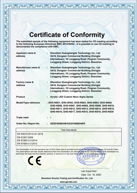 CE - Shenzhen Guanghengda Technology Co., Ltd.