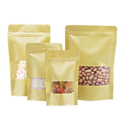 China Biodegradable Custom Kraft Zipper Stand Up Food Pouch With Window for sale