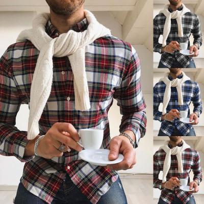 China Anti-pilling 2022 European and American spring casual thin long-sleeved shi and American foreign trade fashionable plaid autumn men's new products for sale