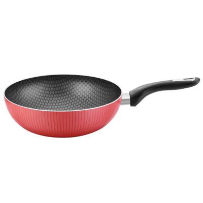 China Popular And Practical Cast Aluminum Wok Good Viable Nonstick Aluminum Stripe Pan Wok for sale