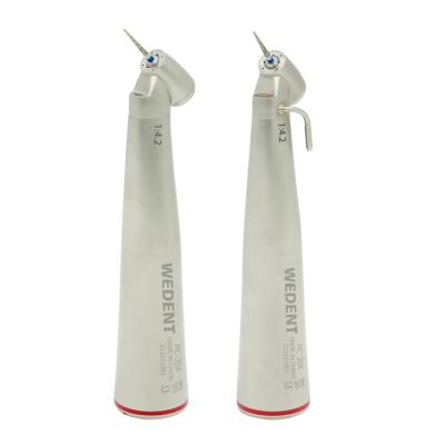 China Steel 1:4.2 Increasing Contra Angle Dental Surgical Equipment Fiber Optic External and Internal Water Spray Dental Handpiece for sale