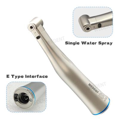 China 2.35mm Increasing Speed 1:1 Contra Angle Fiber Optic Single Water Spray Stainless Steel Material E Type Connector Dental Handpiece for sale