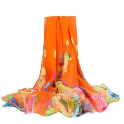 China Silk Everyday Life Chiffon Polyester Like Scarf Printed Beach Shwals for sale