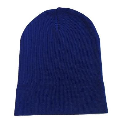 China Winter Navy Blue Solid Color JOINT Beanie Cotton Knitted Hat for sale