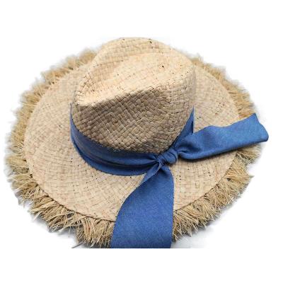 China Wholesale Striped Sun Visor Ladies Natural Grass Kids Straw Cowboy Hat for sale