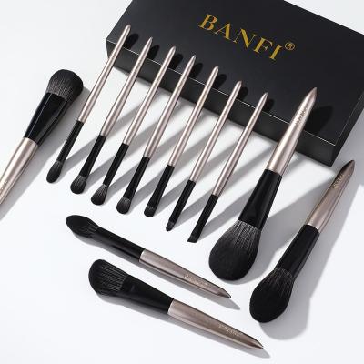 China High Quality Professional Gray Stain Brush BANFI Makeup 12pcs Set Brushes With Nylon Super Soft Hair Brush Box Daily Eyebrow Makeup Brushes for sale