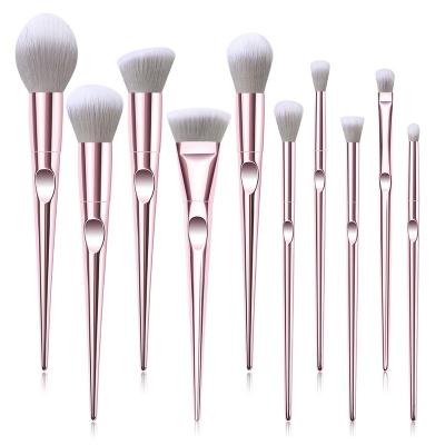 China Angular Blush Synthetic Hair Makeup Brushes With Comfortable Handle For Lady Banfi High Quality 10PCS Base Fan Brush Eyeshadow Face Brush for sale