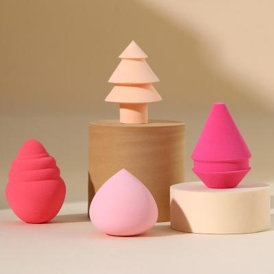 China Non Latex Private Label Makeup Sponge Christmas Long Colorful Trees Snowman Different Shapes Makeup Brush Sponge for sale