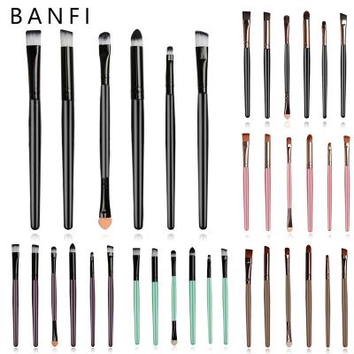 China Angular Blush Banfi Wholesale Cosmetic Tools Lip Eye Shadow Brushes Kit Makeup Brush Set Private Cheap Double Label 6pcs Ended Plastic 5sets for sale