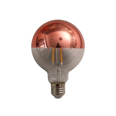 China Residential Half Chrome Bulbs G80 Rose Gold Bowl Light Reflected Vintage Light E27 Mirrored Top Bulb Edison Filament Bulb for sale