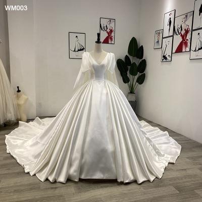 China Jancember WM003 Breathable White Soft Satin Shawl Sheath Bridal Gown Luxury A-Line Wedding Dresses For Women for sale