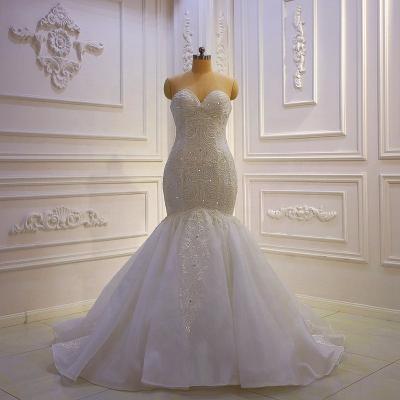 China Breathable Jancember 890 2022 Mermaid Sweetheart Embroidered Sleeveless Bridal White Wedding Dresses for sale